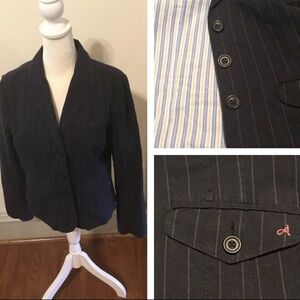 American Eagle Blazer Sz L Y2K Pinstripe Navy Early 2000s Retro Take 50% Off